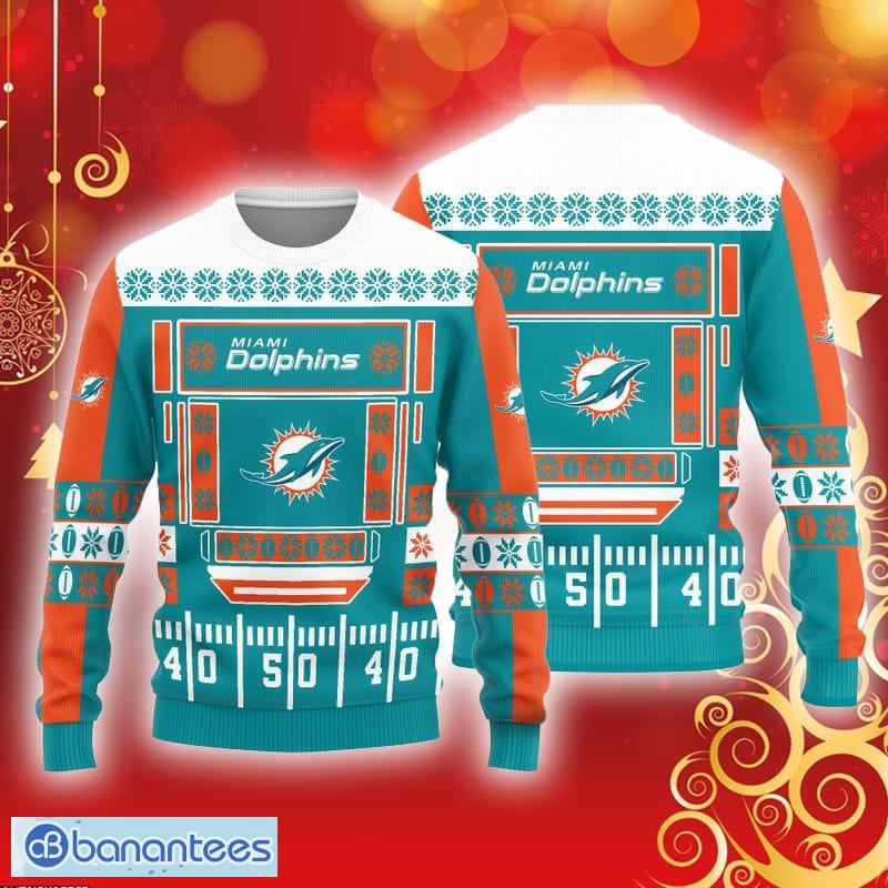 Sweater Snow Team Logo Miami Dolphins Ugly Christmas Sweater - Banantees