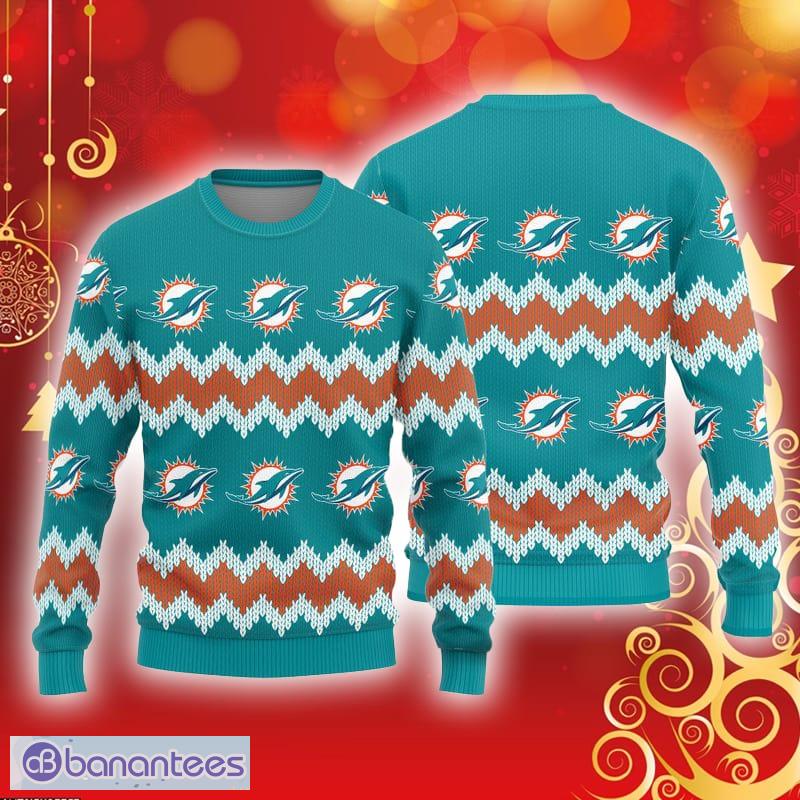 Miami Dolphins Christmas Pattern 3D Decorate Knitted Sweater For Winter -  Banantees