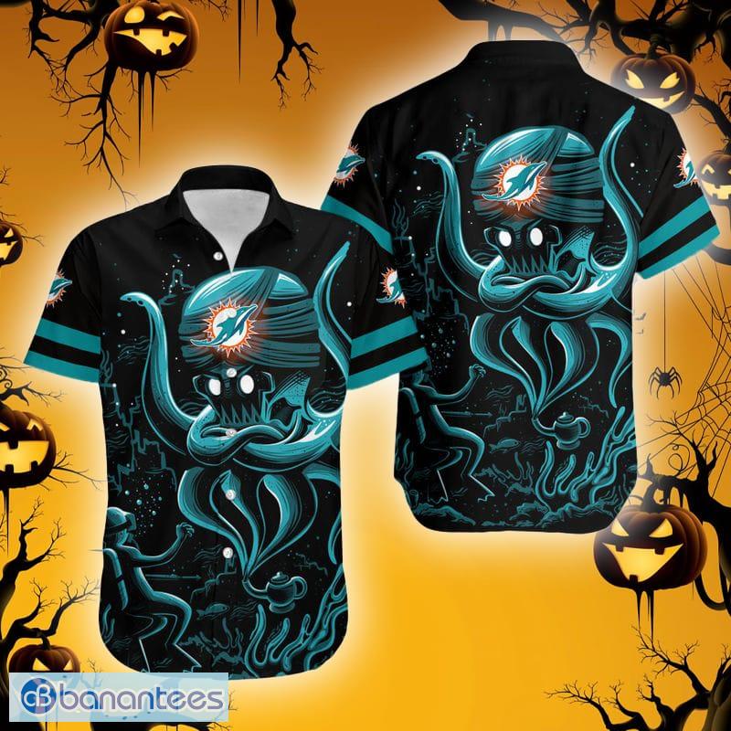 Miami Dolphins Ninja Cloud Black Forest Halloween Hawaiian Shirt