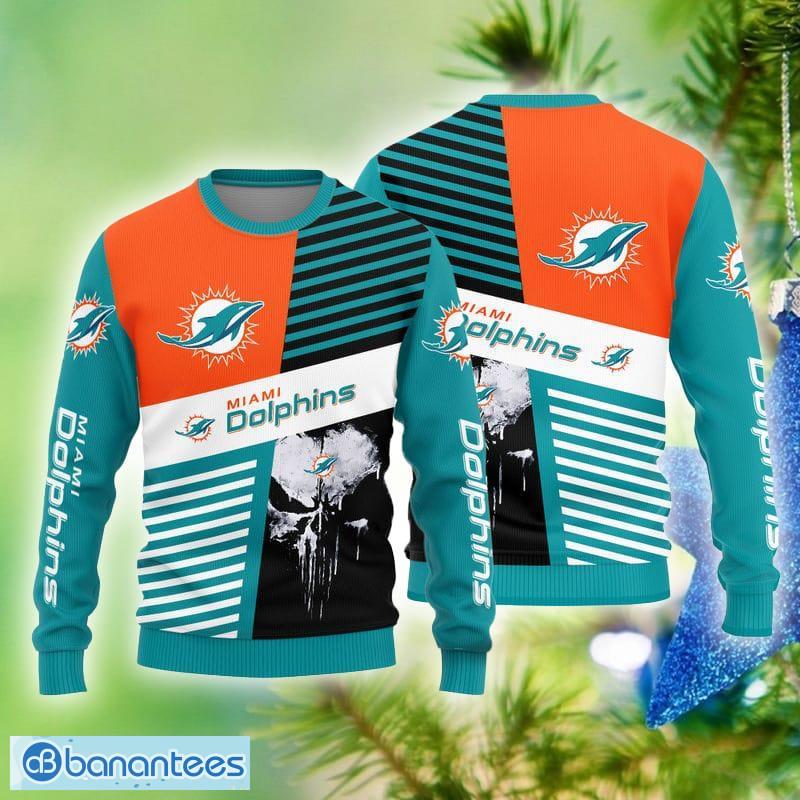 Miami Dolphins Fans Pattern Reindeer Ugly Christmas Sweater