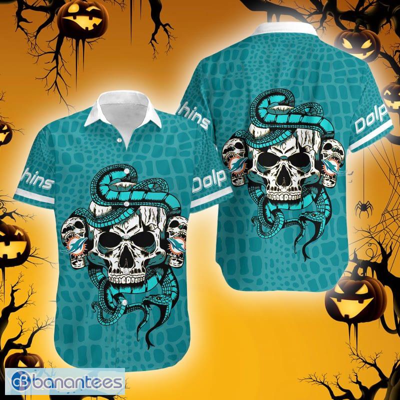 Miami Dolphins Skull Diamon Halloween Hawaiian Shirt For Fans