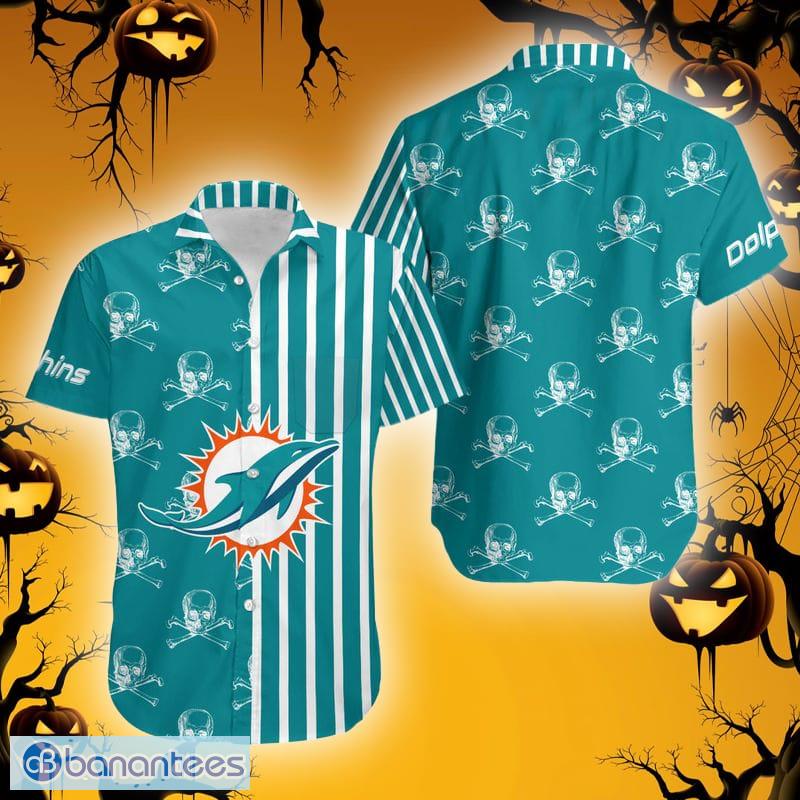 Miami Dolphins 2 Pieces Outfits Casual Zip Collared Shirt Beach Shorts Set  Gifts