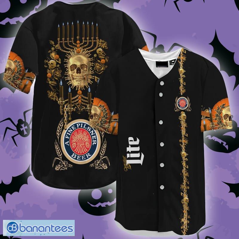 Skull with Miller Lite Baseball Jersey | Miller Lite Jersey Shirt