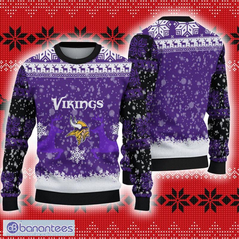 Minnesota Vikings Logo Knitted Reindeer Ugly Christmas Sweater - Banantees