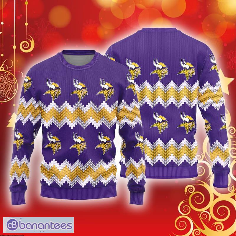 Minnesota Vikings Christmas Pine Tree All Over Printed Xmas Christmas Ugly  Sweater - Banantees