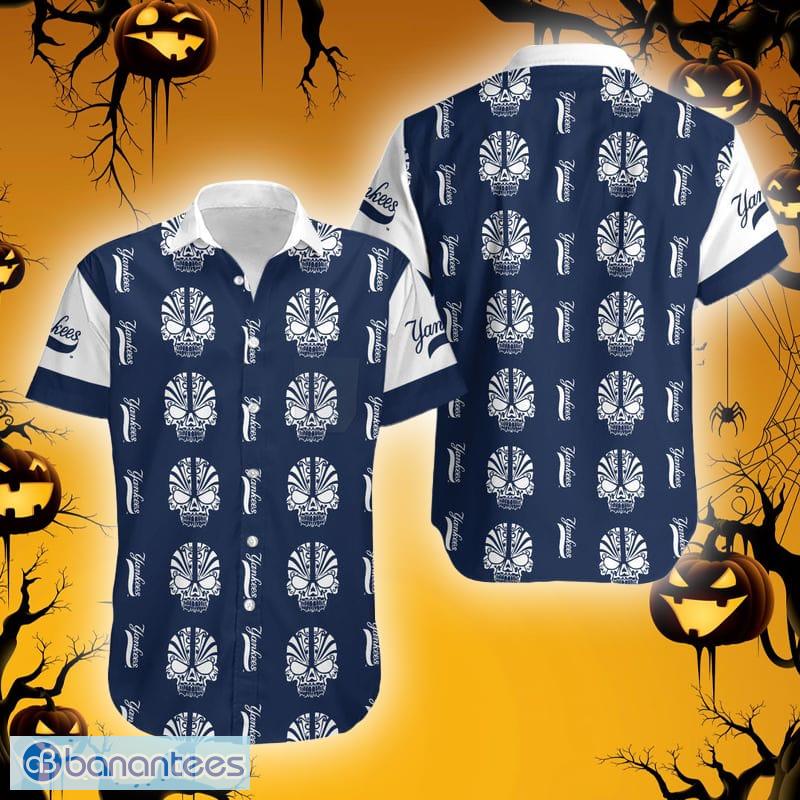 MLB New York Yankees Skull Pattern Island Halloween Hawaiian Shirt