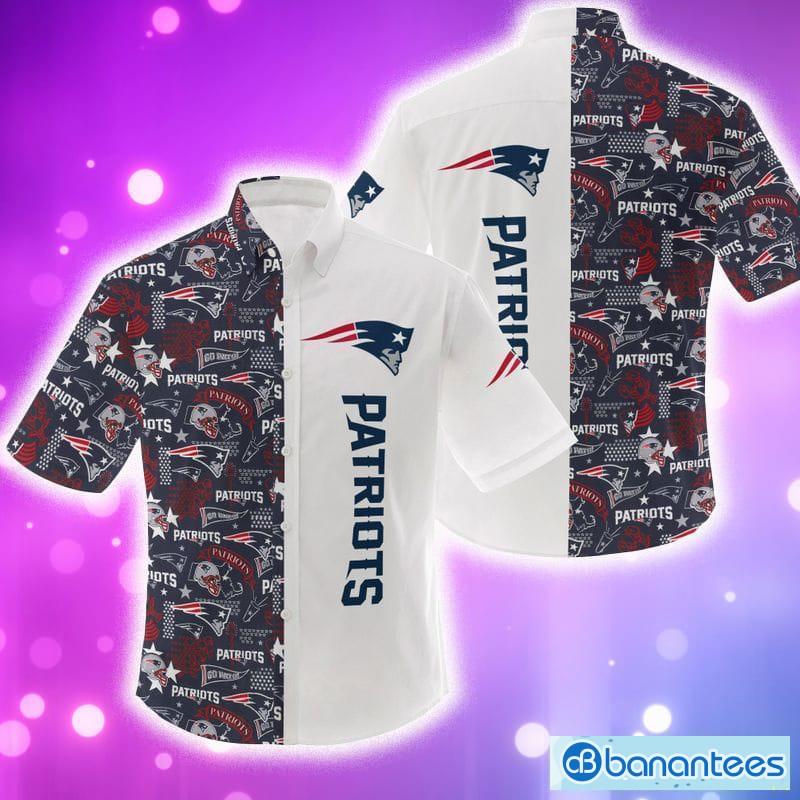 NFL New England Patriots Hawaiian Shirt White And Blue Tropical