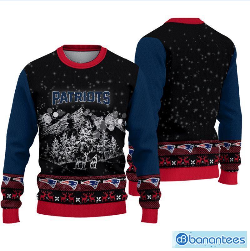 New England Patriots Christmas Mountain Ugly Sweater Snow Men And