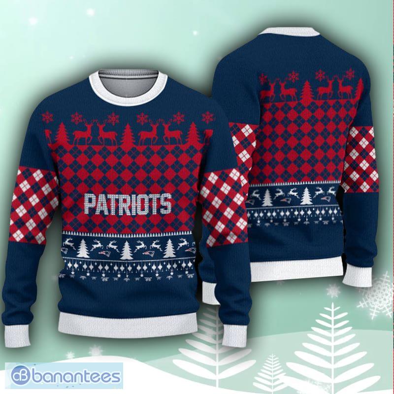 Men And Women Christmas Gift NFL New England Patriots Cute 12 Grinch Face  Xmas Day 3D Ugly Christmas Sweater - Banantees