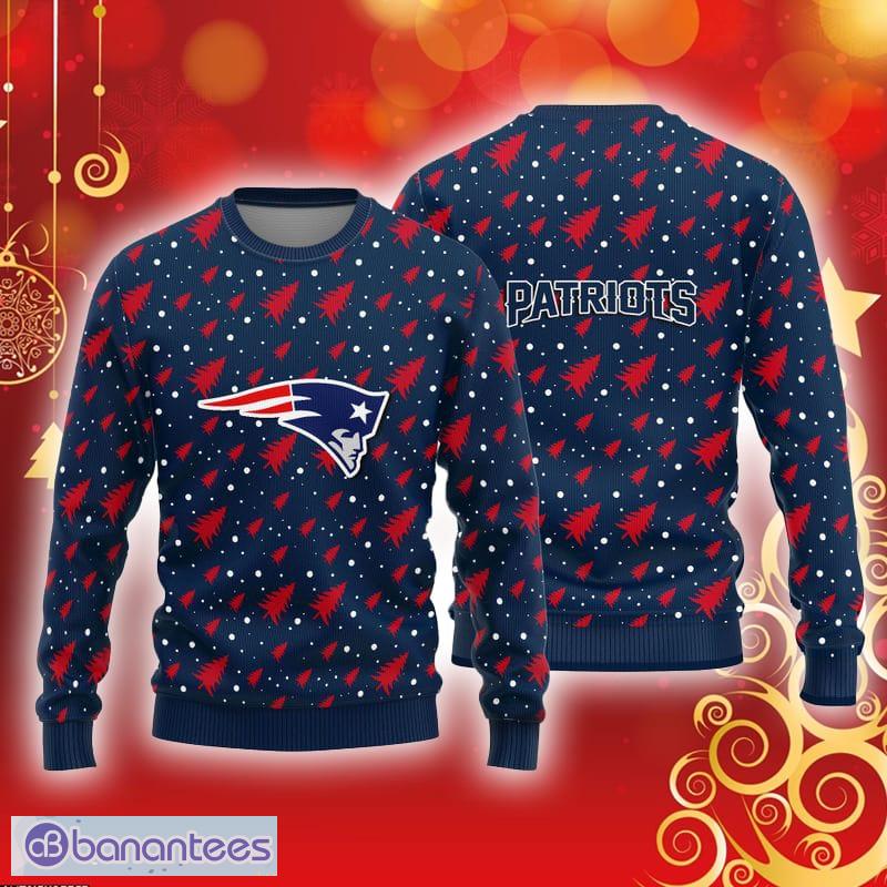 NFL New England Patriots Ugly Christmas Sweater Ball Pine Tree