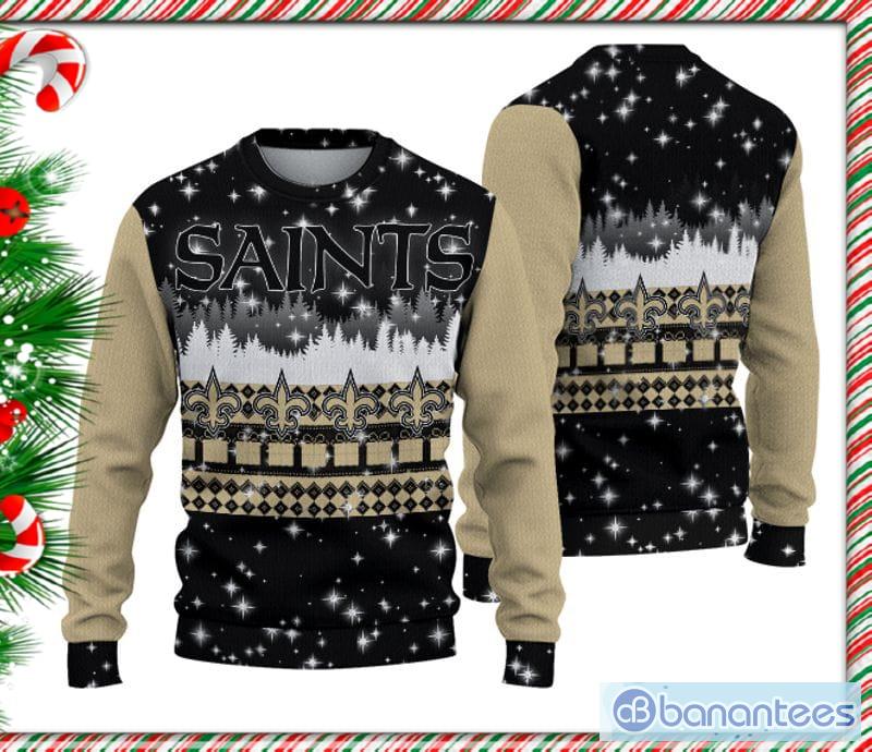 New Orleans Saints Logo Knitted Reindeer Ugly Christmas Sweater - Banantees