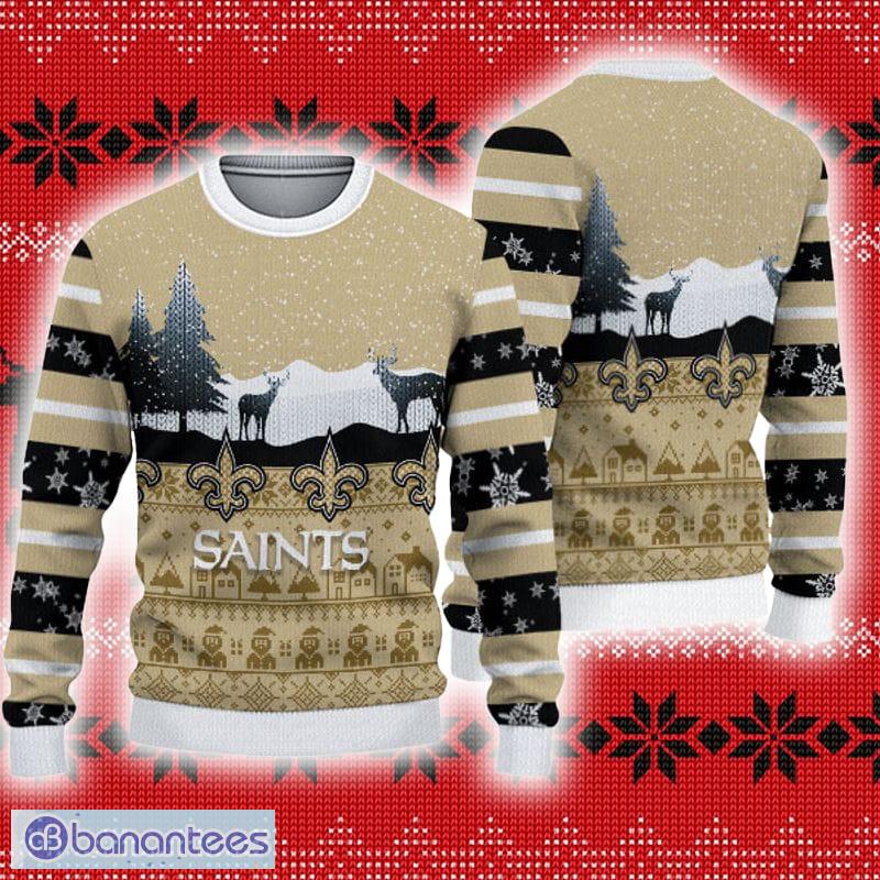 New Orleans Saints Christmas Reindeer Pattern Ugly Sweater For Men Women -  Banantees