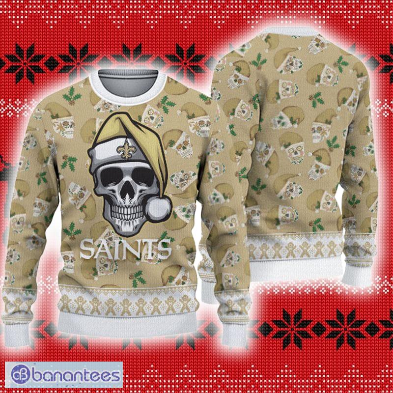 NFL New Orleans Saints Printed Santa Claus Ho Ho Ho Show Team Spirit Ugly  Christmas Sweater - Banantees