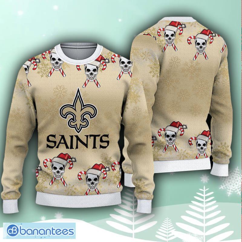 New Orleans Saints Skull Pattern Ugly Christmas Sweater - Banantees