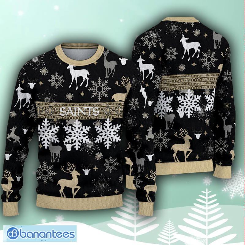 Men's Black/Gold New Orleans Saints Light Up Ugly Sweater