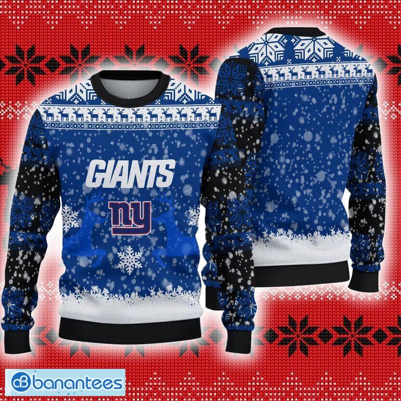 New York Giants Logo Knitted Reindeer Ugly Christmas Sweater - Banantees