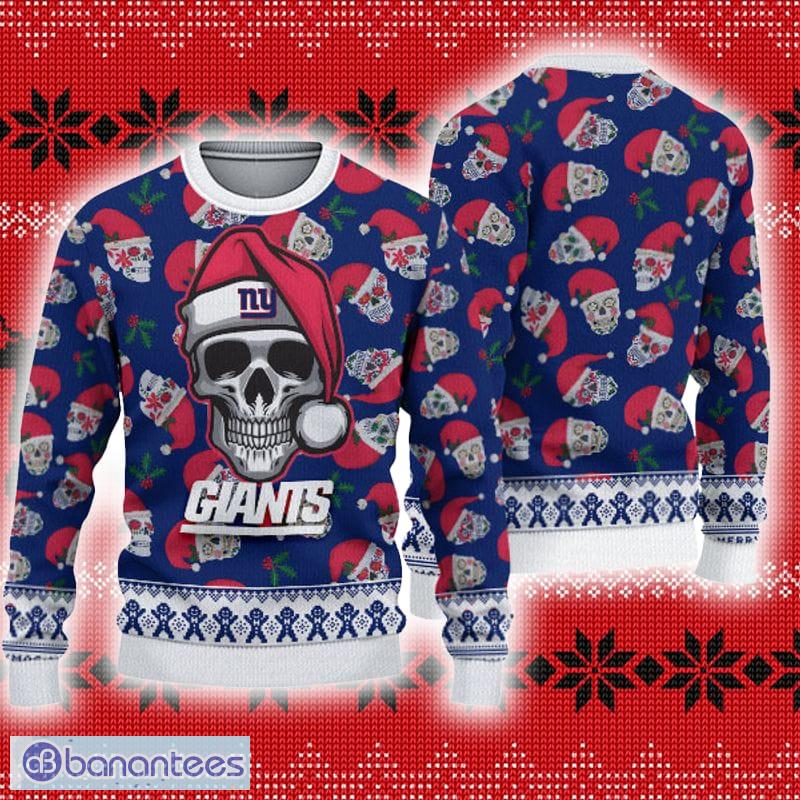 New York Giants Skull Pattern Knitted Sweater For Christmas