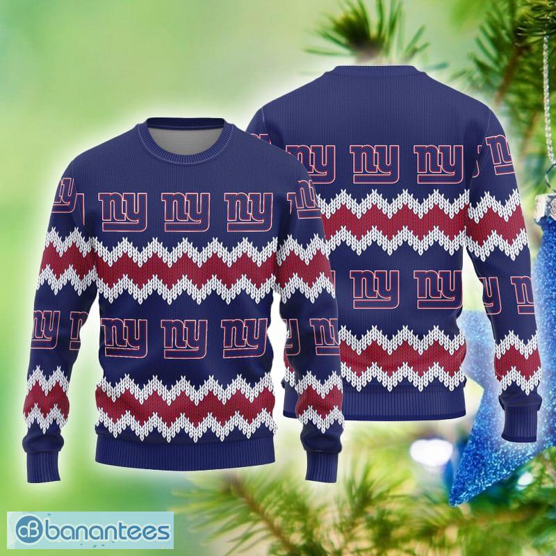 New York Giants Logo Knitted Pattern Ugly Christmas Sweater - Banantees