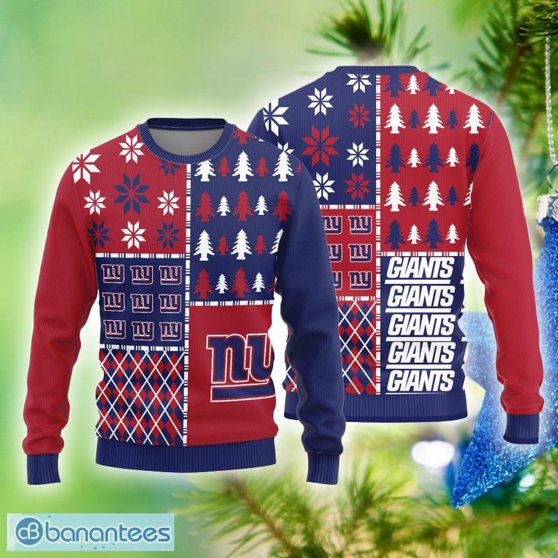 New York Giants Logo Knitted Reindeer Ugly Christmas Sweater - Banantees