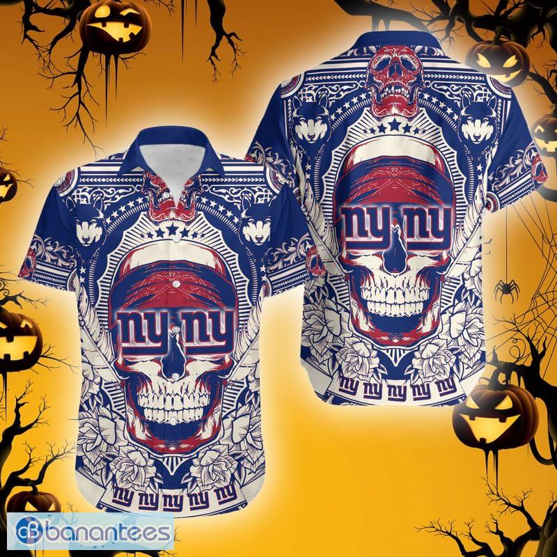 NFL New York Giants Skull Leaf Halloween Fans Hawaiian Shirt Gift