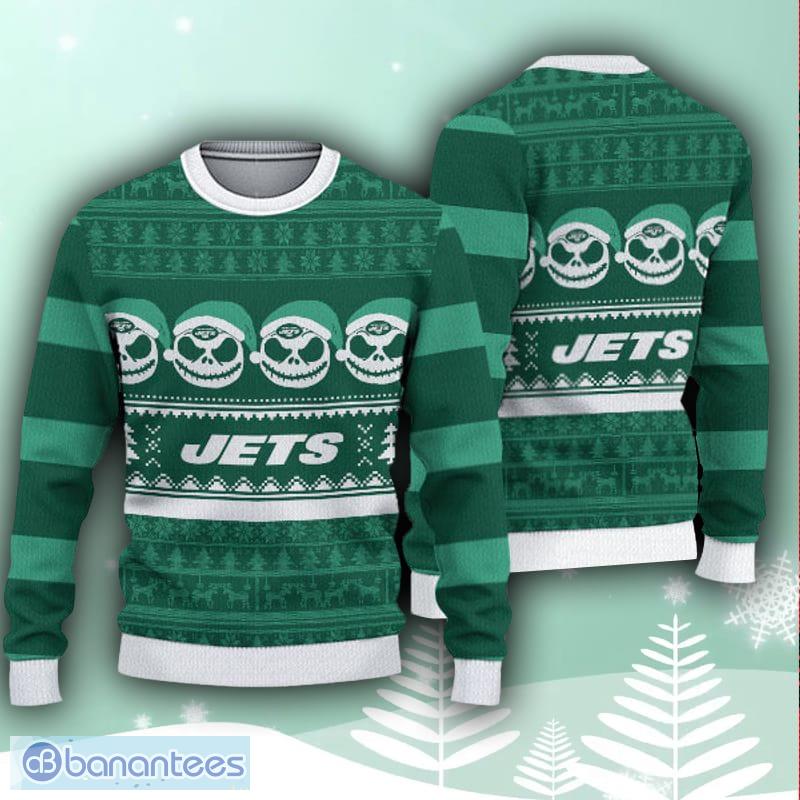 NFL New York Jets Custom Name Text Santa Down The Chimney Christmas Gift  All Over Print Ugly Christmas Sweater - Freedomdesign