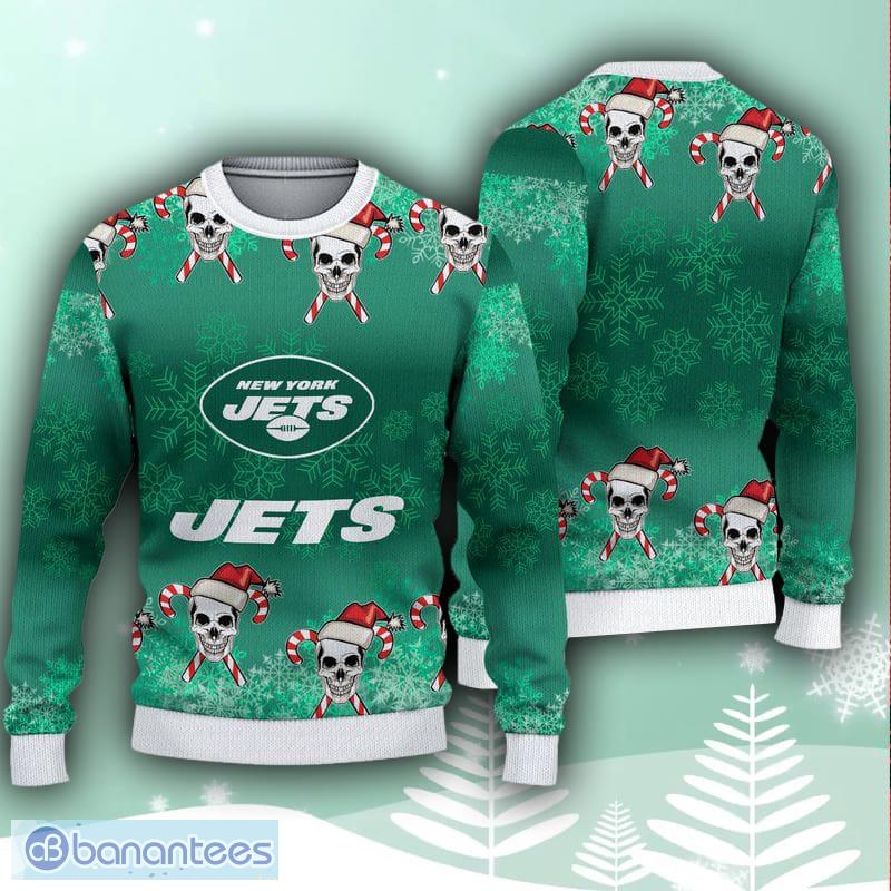 NFL New York Jets Skull 3D Ugly Christmas Sweater Christmas Gift For Sport  Fans - Banantees