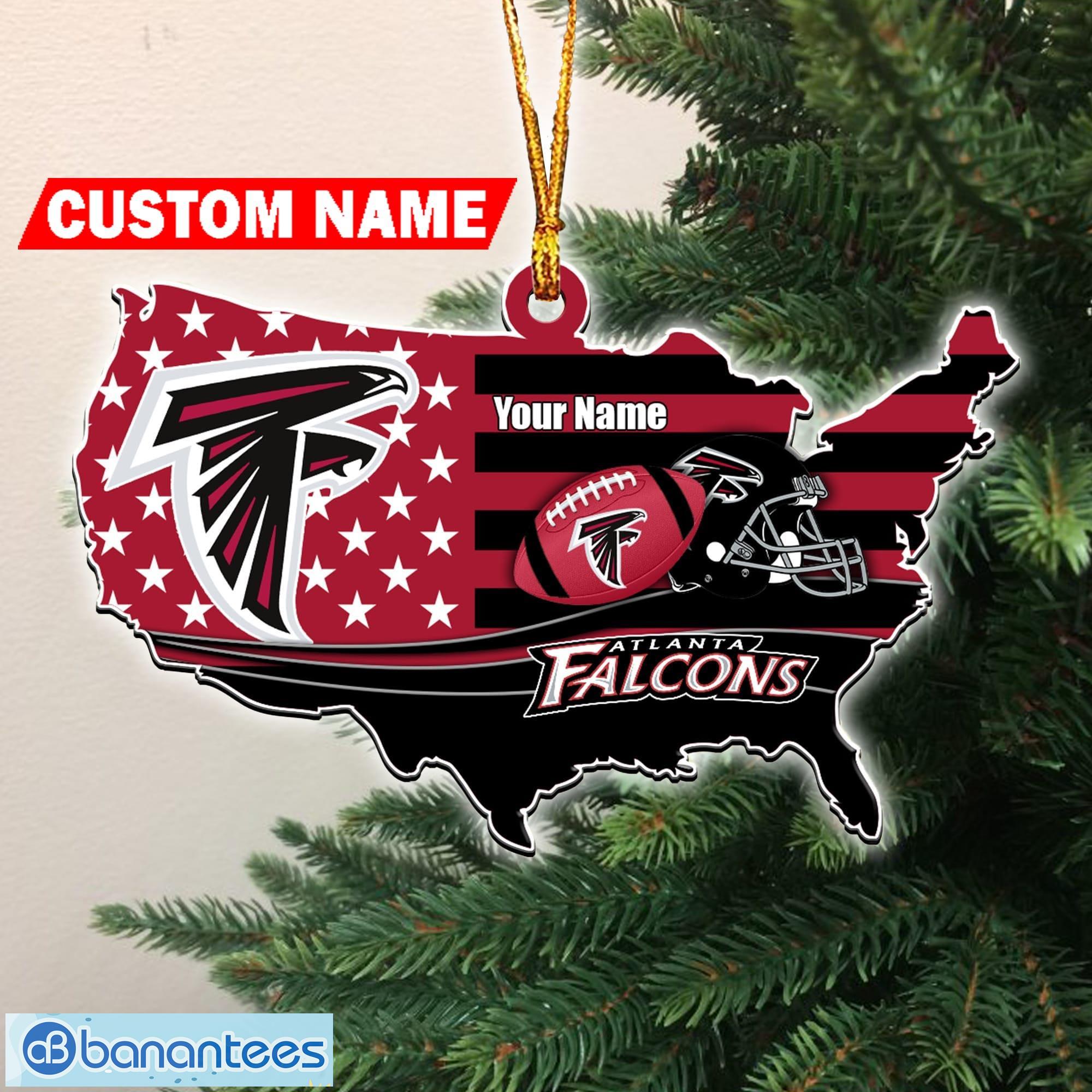 NFL Atlanta Falcons Flag Map US Personalized Christmas Ornaments - NFL Atlanta Falcons Flag Map US Personalized Christmas Ornaments