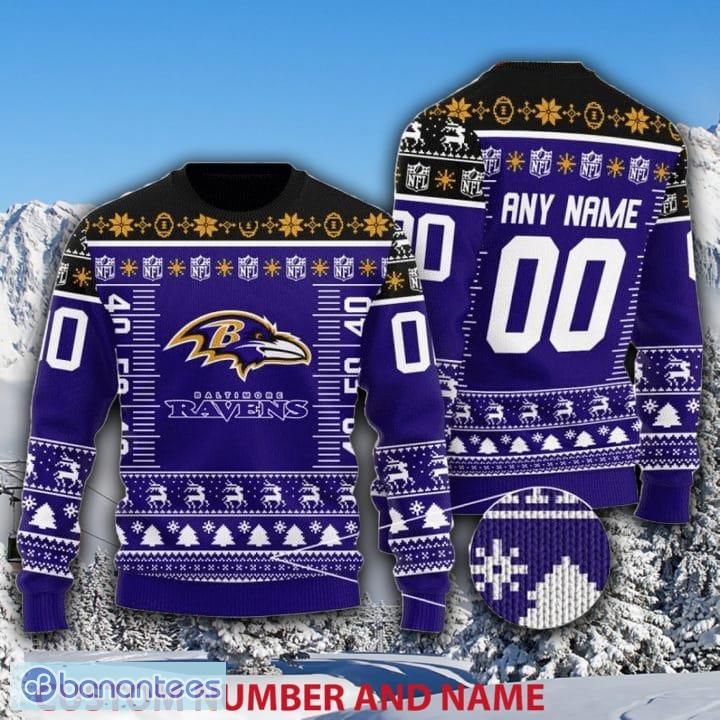 NFL Baltimore Ravens Custom Number And Name Ugly Christmas Sweater
