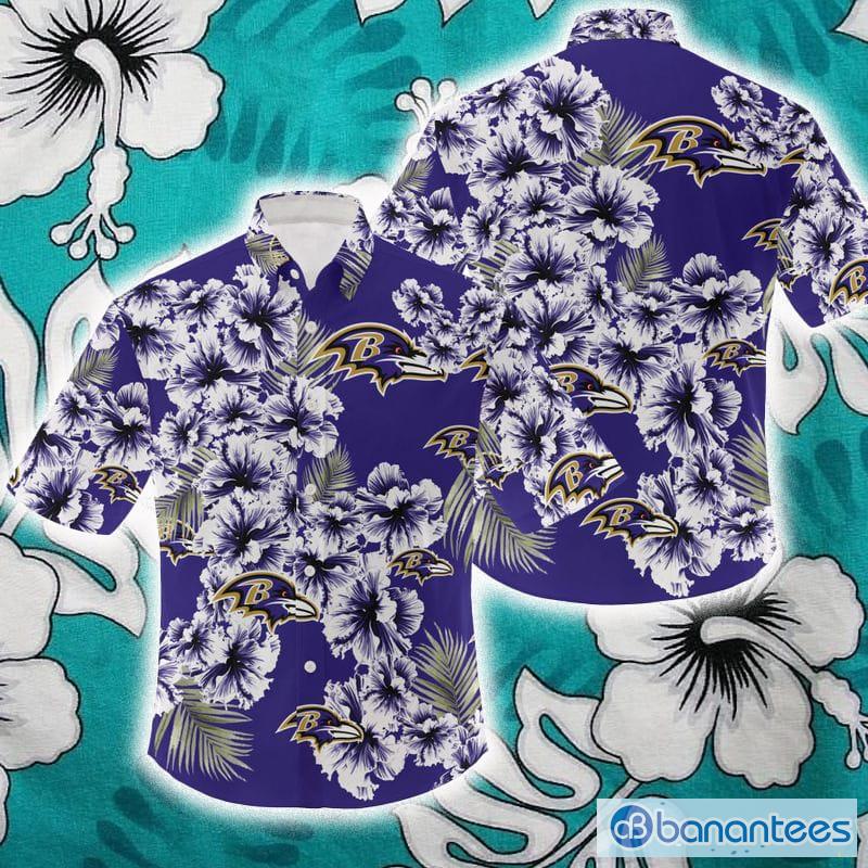 NFL Baltimore Ravens Hawaiian Shirt Hibiscus Flowers Gift For Dad