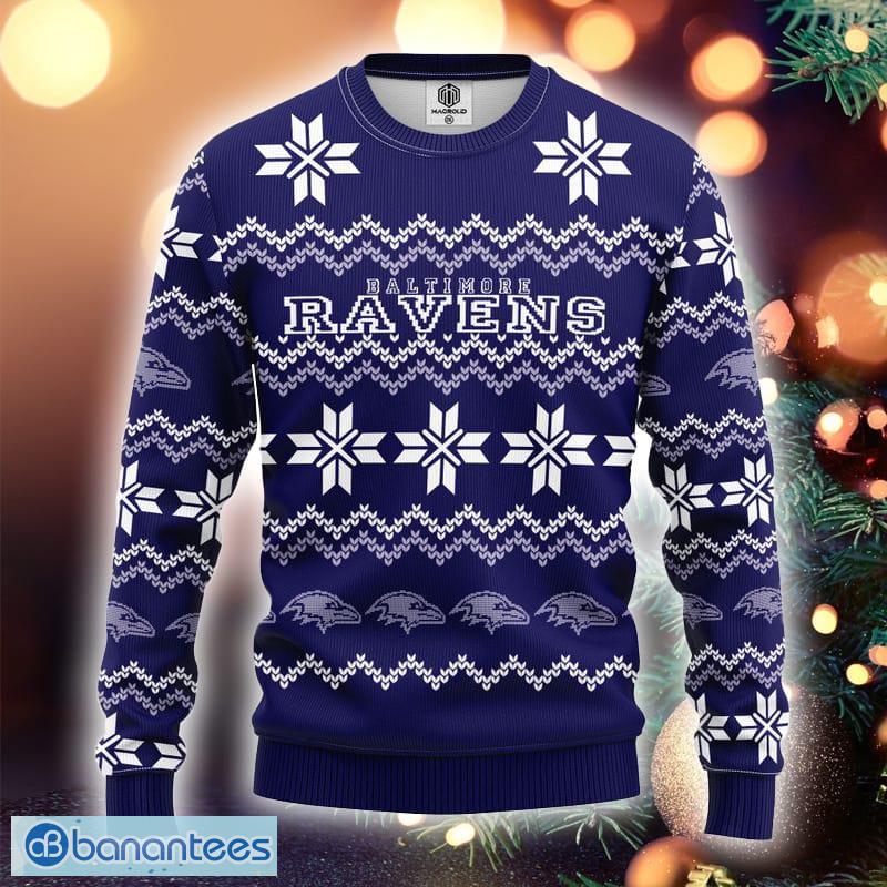 Baltimore Ravens Christmas Cool Reindeer 3D Ugly Christmas Sweater For Fans  - Banantees