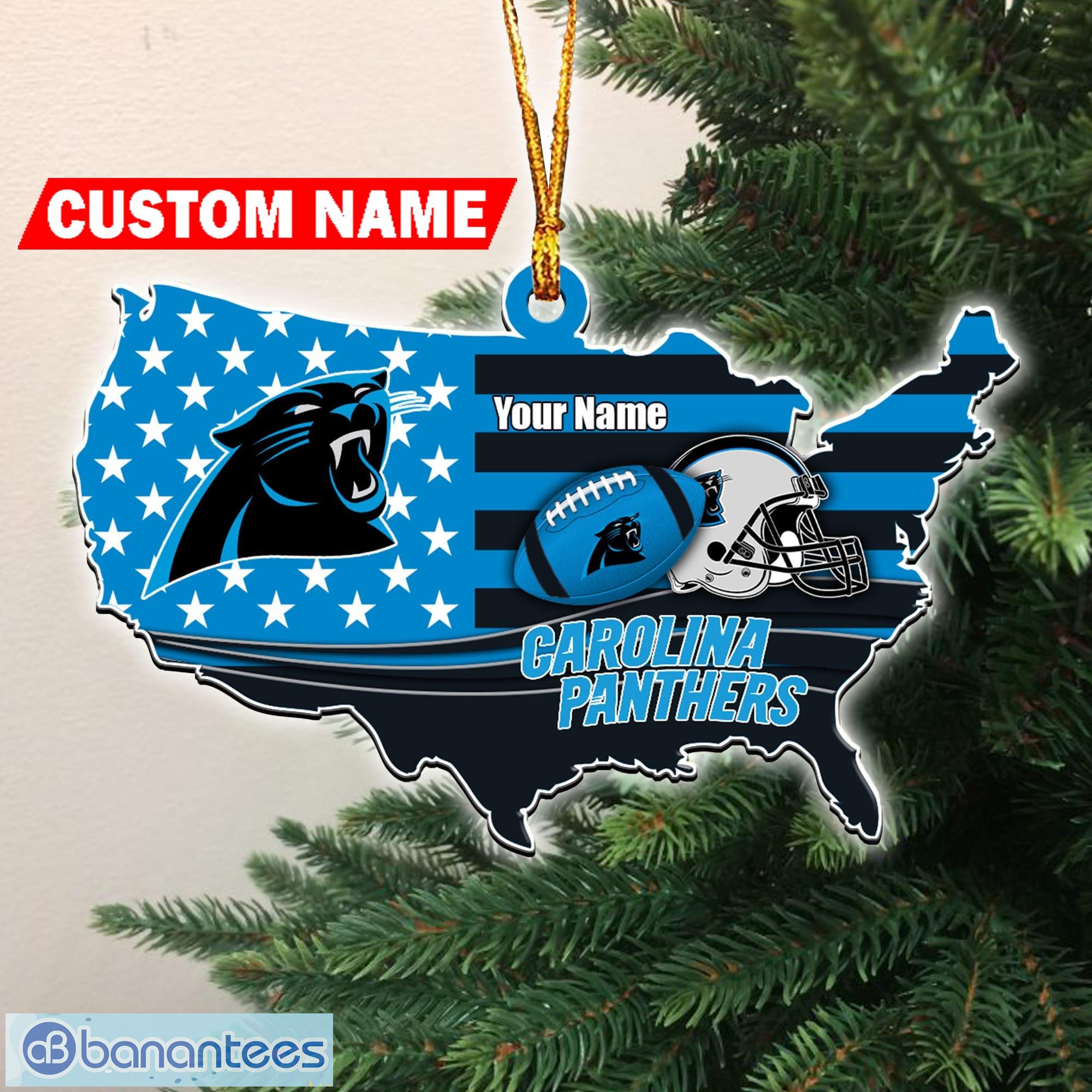 NFL Carolina Panthers Flag Map US Personalized Christmas Ornaments - NFL Carolina Panthers Flag Map US Personalized Christmas Ornaments