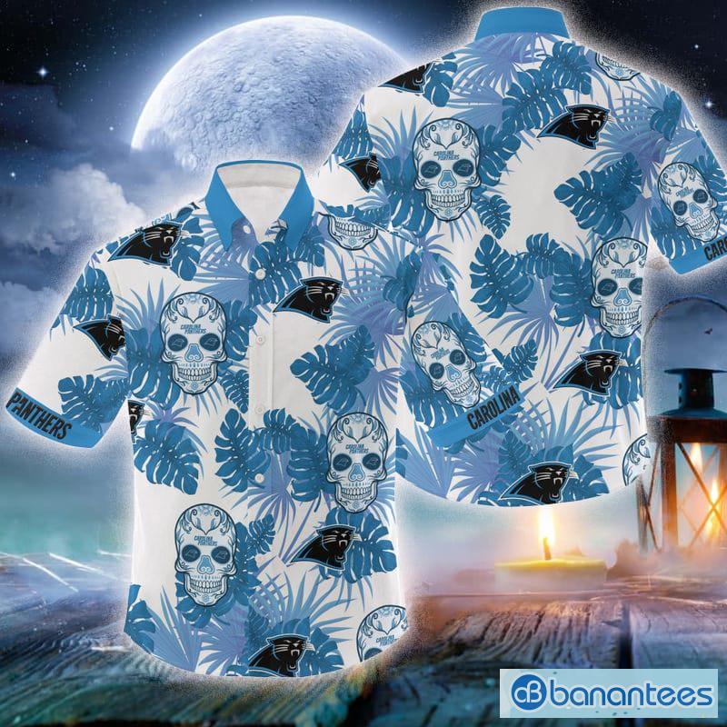 NFL Carolina Panthers Skull Leaf Halloween Fans Hawaiian Shirt