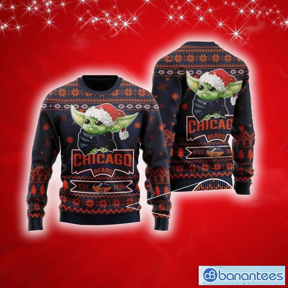 NFL Chicago Bears Baby Yoda Grogu 1920 New Ugly Christmas Sweater For Men  And Women Gift Fans - Banantees