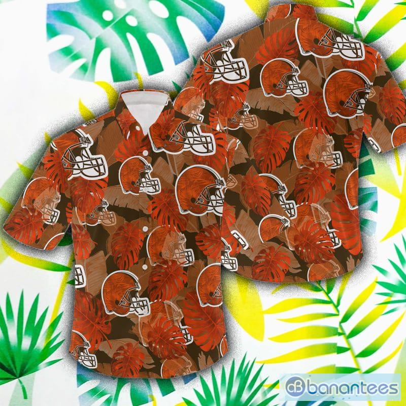 NFL Cleveland Browns Logo Leaf 3D Hawaiian Shirt For Fans Gift