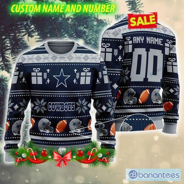 NFL Dallas Cowboys Clothing AOP Ugly Christmas Sweater Custom Number And  Name Fans Gift - Banantees