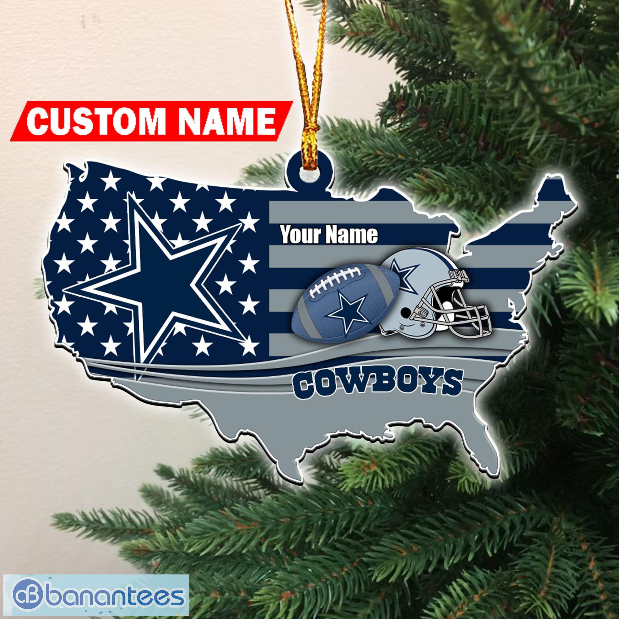 NFL Dallas Cowboys Flag Map US Personalized Christmas Ornaments - NFL Dallas Cowboys Flag Map US Personalized Christmas Ornaments