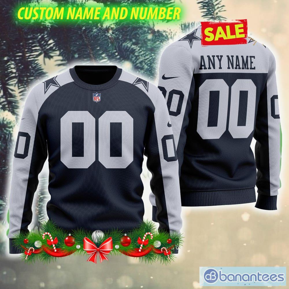 NFL Dallas Cowboys Custom Name And Number Christmas Gift For Fans Ugly  Christmas Sweater - Banantees