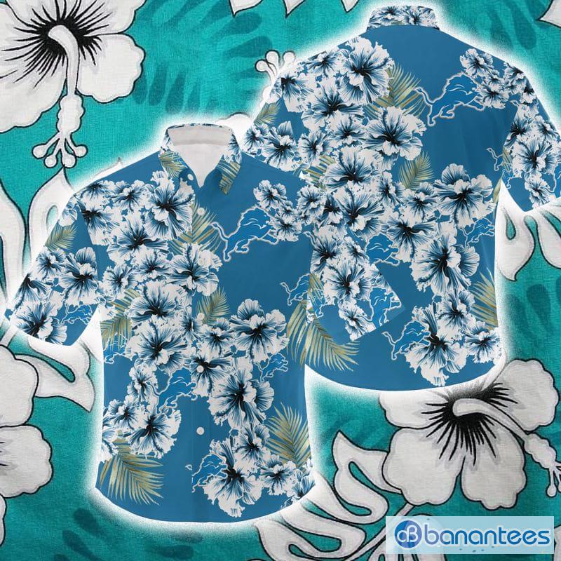 Detroit Lions NFL Coconut Flower Pattern Custom Name Hawaiian Shirt