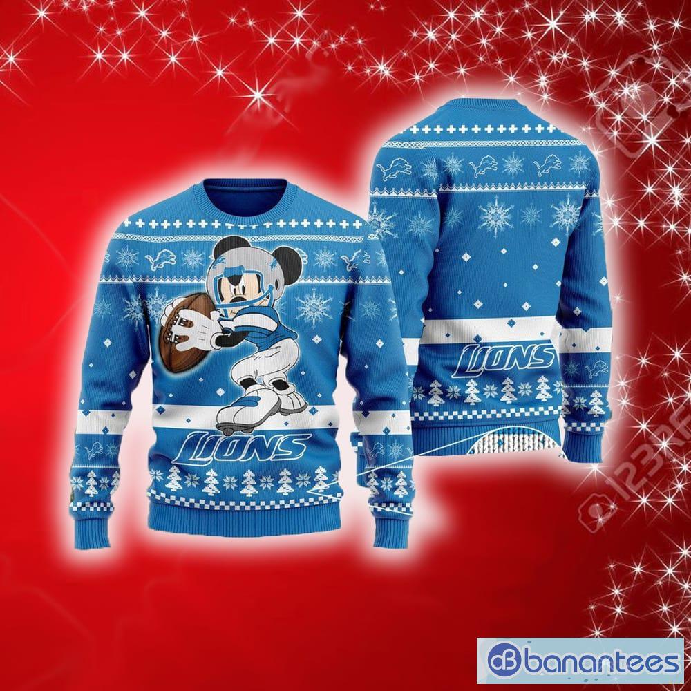 NFL Detroit Lions Mickey Mouse Funny Disney New Ugly Christmas Sweater For Men And Women Gift Fans - NFL Detroit Lions Mickey Mouse Funny Disney New Ugly Christmas Sweater For Men And Women Gift Fans