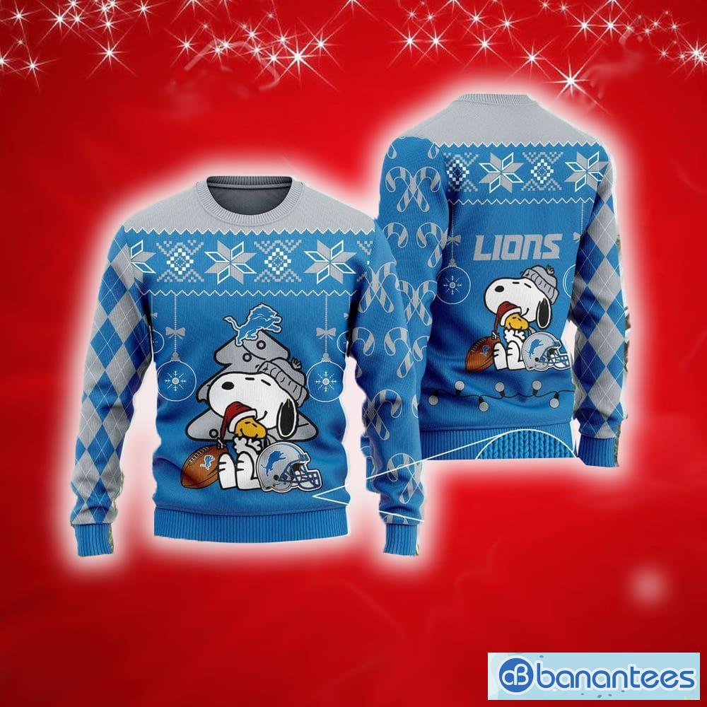 NFL Detroit Lions Snoopy and Woodstock New Ugly Christmas Sweater For Men And Women Gift Fans - NFL Detroit Lions Snoopy and Woodstock New Ugly Christmas Sweater For Men And Women Gift Fans