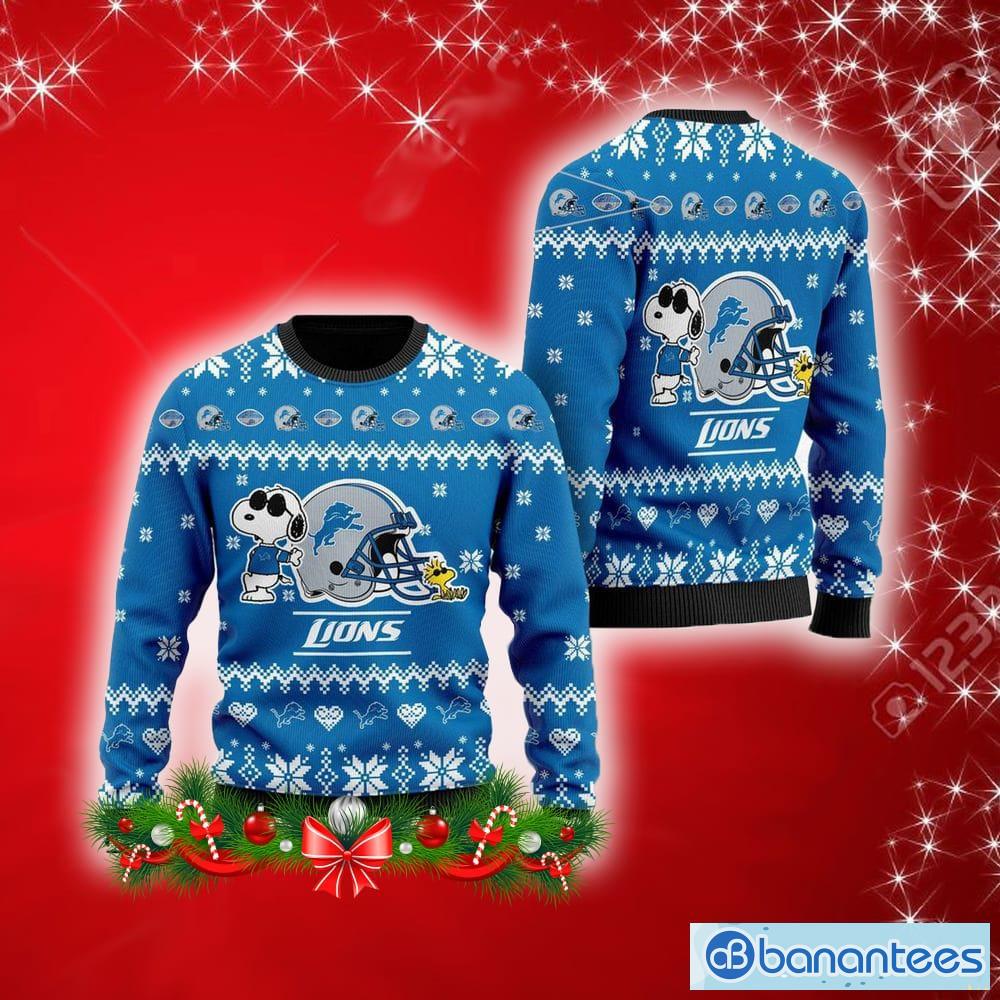 Detroit Lions Football Team Logo Custom Name Christmas Gift All Over Print  Ugly Christmas Sweater