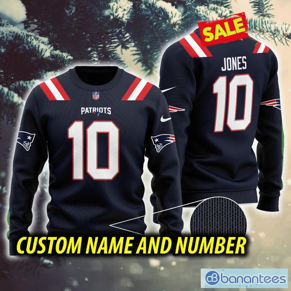 NFL New England Patriots Custom Name And Number Christmas Gift For Fans  Ugly Christmas Sweater - Banantees