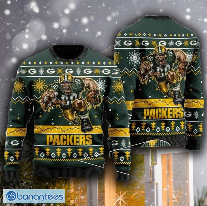 Green Bay Packers Snowflakes Pattern Ugly Christmas Sweater