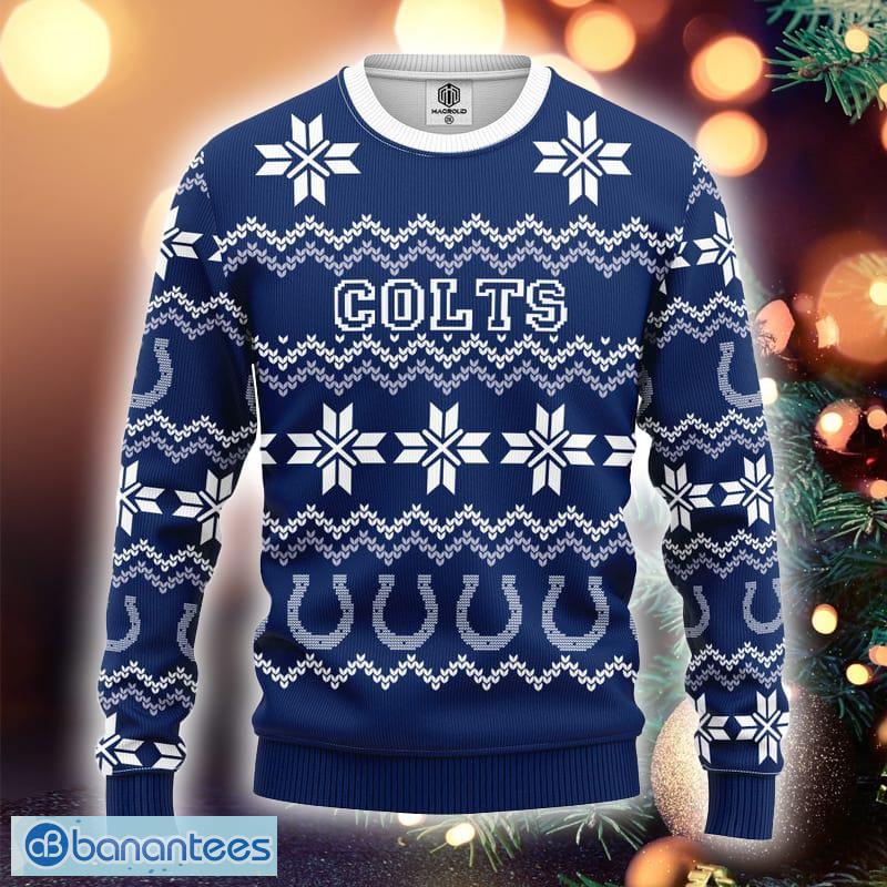 NFL Indianapolis Colts New Season Red Ugly Christmas 3D Sweater - NFL Indianapolis Colts Black White Pattern Ugly Christmas Sweater Photo 1