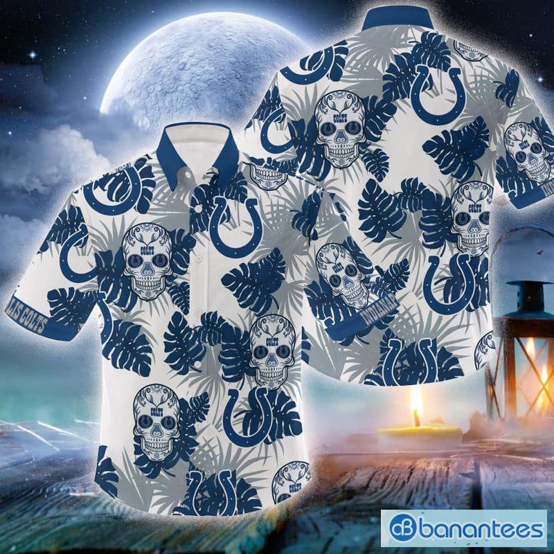 NFL Indianapolis Colts Skull Leaf Halloween Fans Hawaiian Shirt Gift For  Men And Women - Banantees