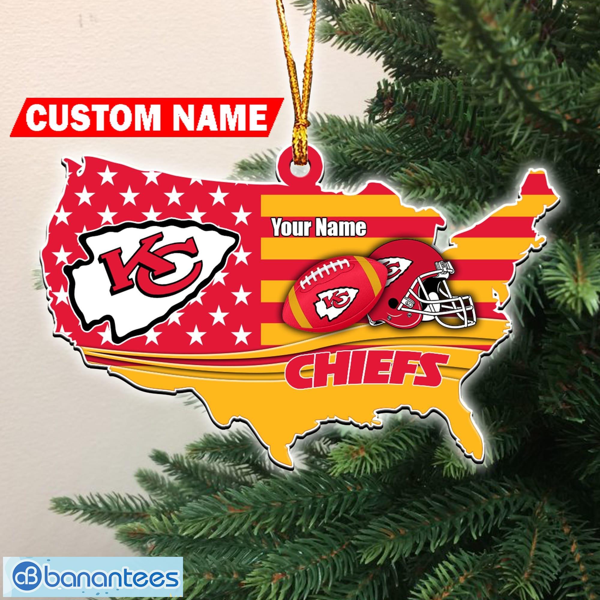 Merry Christmas Kansas City Chiefs NFL Santa And Reindeer Ornaments -  Banantees