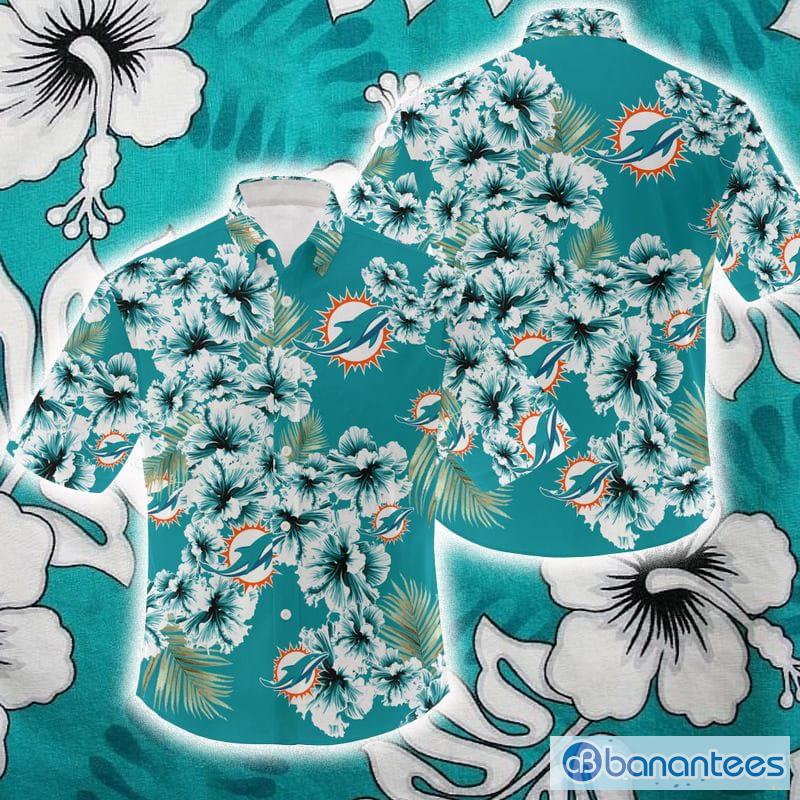 Miami Dolphins Skull Flower Hawaiian Shirt T-Shirt For Miami Dolphins Fans  - T-shirts Low Price