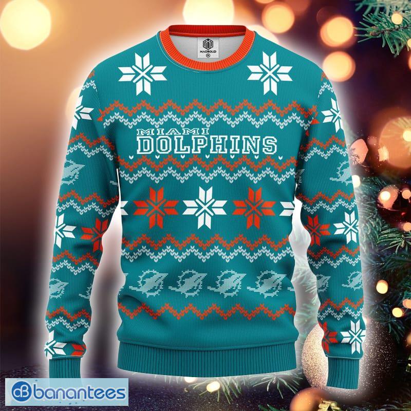 Personalized Mi'mi Dolphins Symbol Wearing Santa Claus Hat Ho Ho Ho Ugly  Sweater - T-shirts Low Price