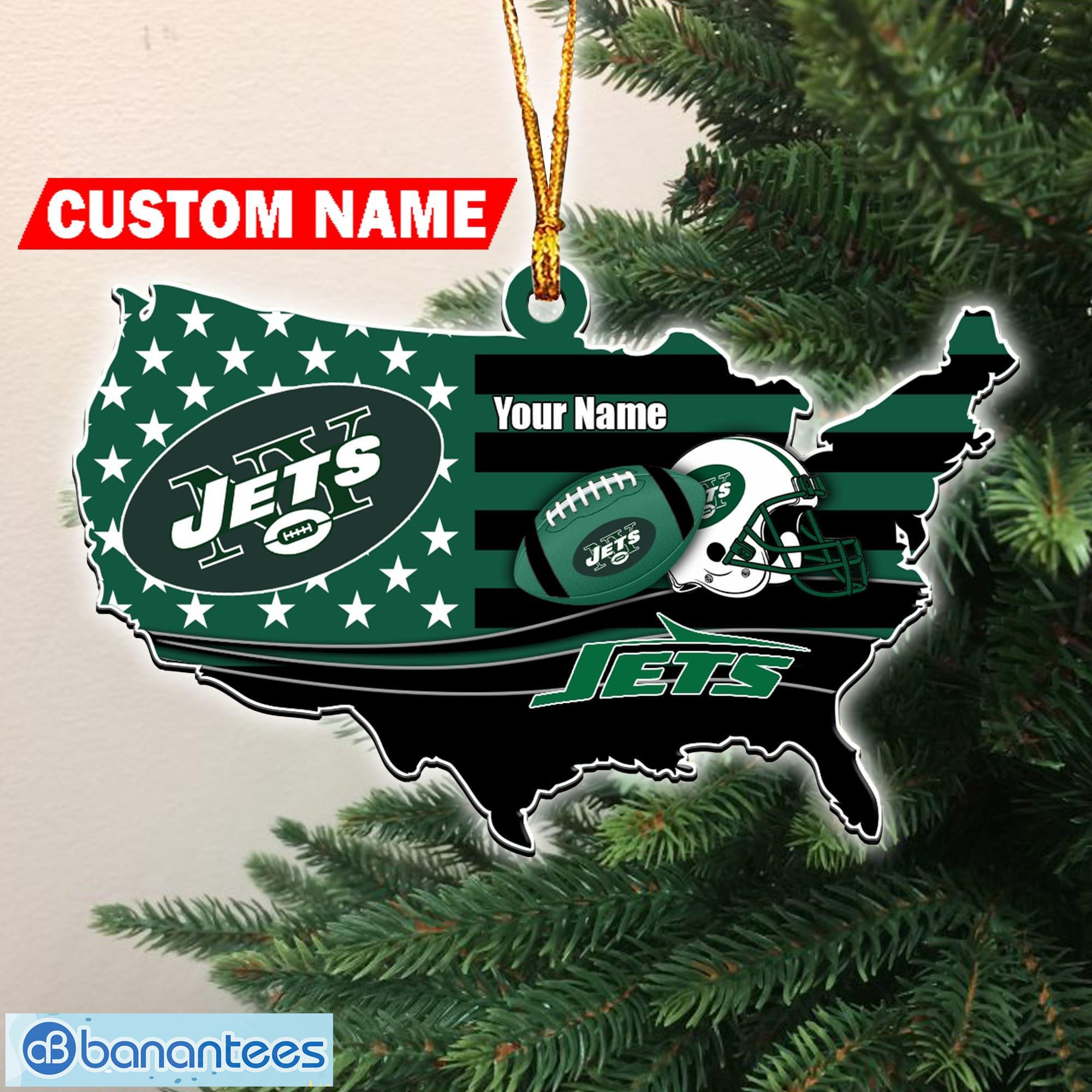NFL New York Jets Flag Map US Personalized Christmas Ornaments - Banantees