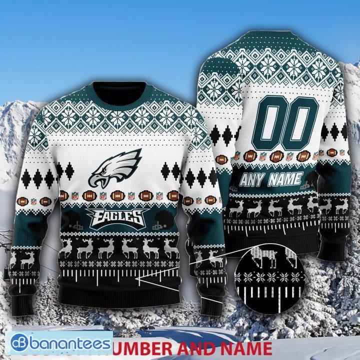 Philadelphia Eagles Nfl Custom Name Number Ugly Christmas Sweater